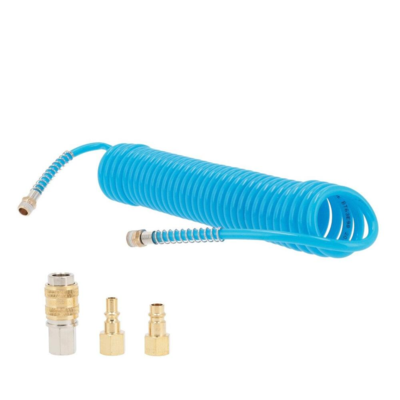 Spiralslange Airpress 5 m 1/4" 8 x 5 mm. - m. koblingssæt og nipler