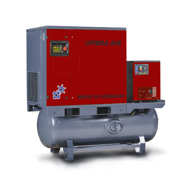Leasing skruekompressor UMBRA-AIR 5,5 kW 10 bar 270 ltr. m/køletørrer.