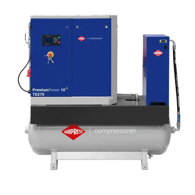 Skruekompressor PremiumPower 10 TD270 - 7,5 kW m. beholder og køletørrer