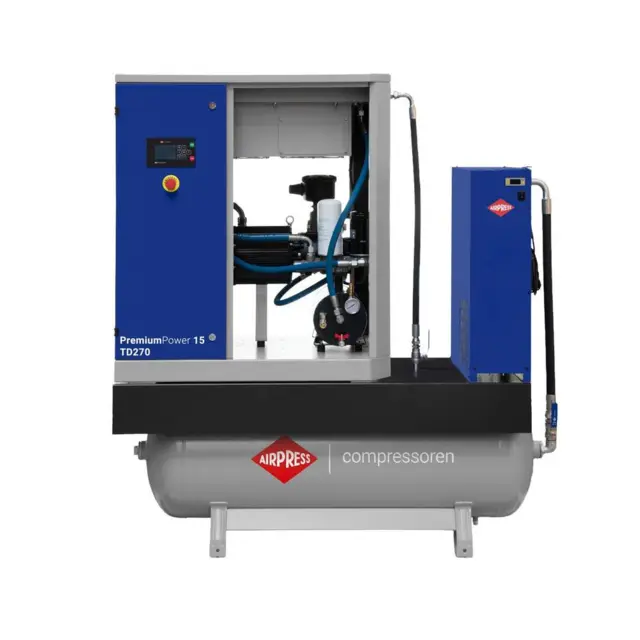 Skruekompressor PremiumPower 15 TD270 - 11 kW m. beholder og køletørrer