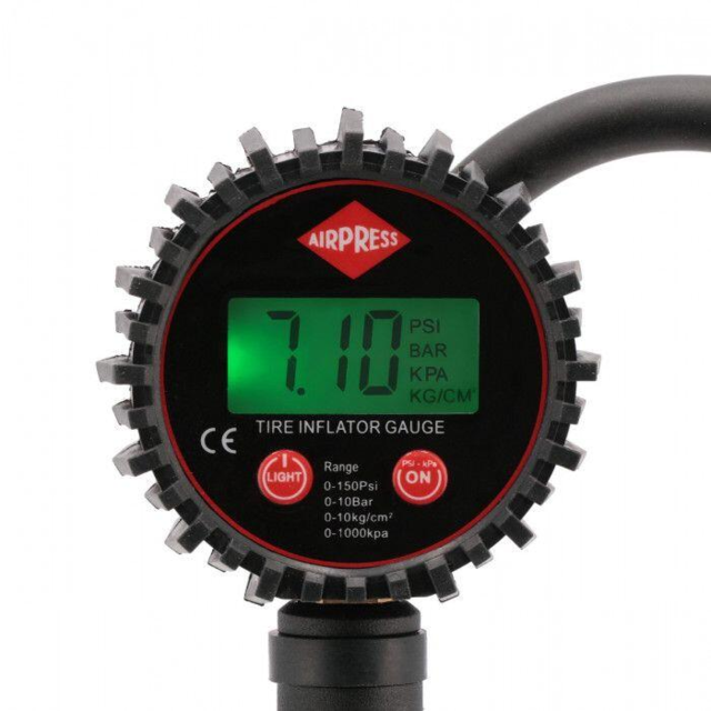 Pumpepistol Airpress m. digitalt manometer 0-12 bar