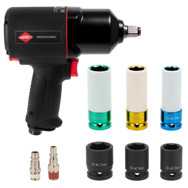 Slagnøgle Airpress 1/2″  m. 6 sokler