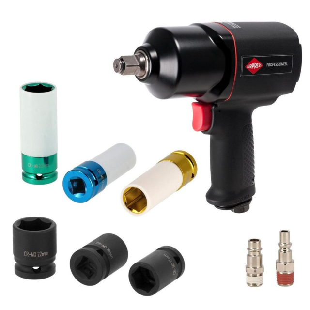 Slagnøgle Airpress 1/2″  m. 6 sokler