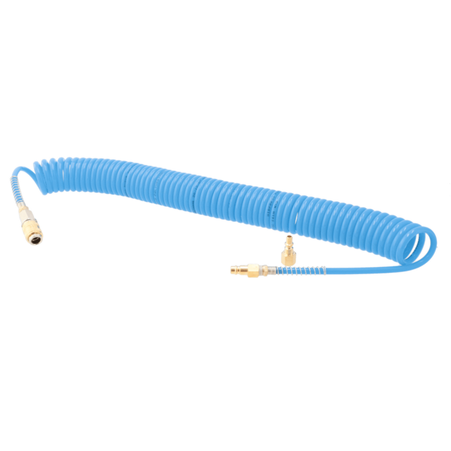 Spiralslange Airpress 10 m 1/4" 8 x 5 mm - m. koblingssæt og nipler