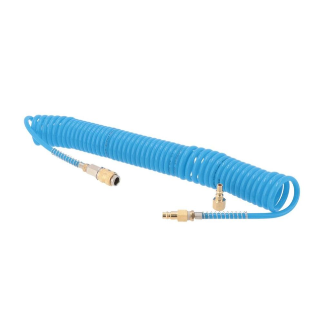 Spiralslange Airpress 7.5 m 1/4" 8 x 5 mm. - m. koblingssæt og nipler