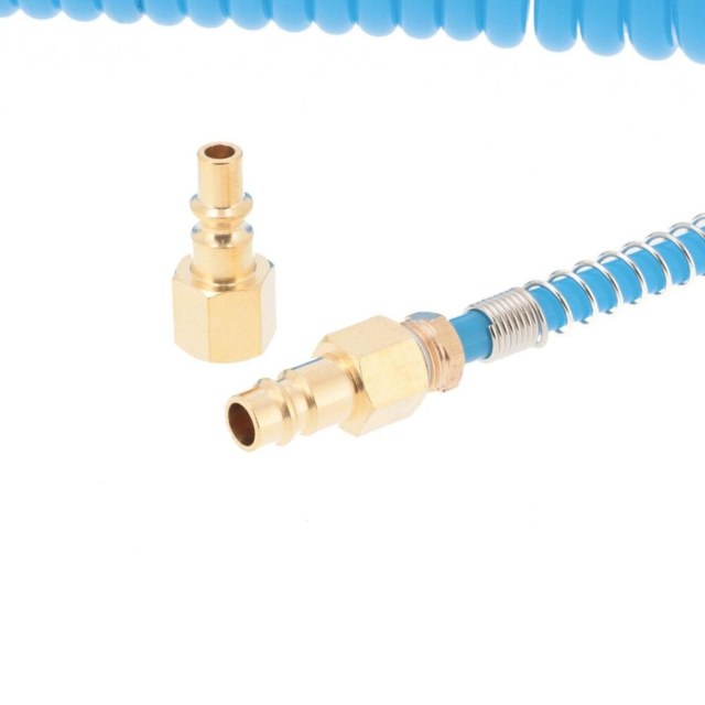 Spiralslange Airpress 7.5 m 1/4" 8 x 5 mm. - m. koblingssæt og nipler