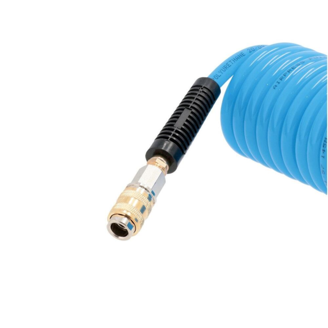 Spiralslange Airpress 7.5 m 1/4" 12 x 8 mm. - m. koblingssæt og nipler